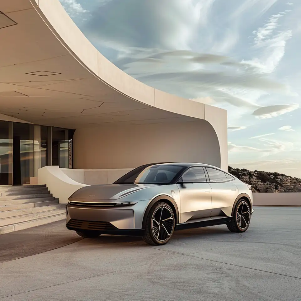 Elektroauto am Ladepunkt mit Stromnetz